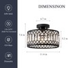 Pevfah Crystal Black Ceiling Light, Modern Semi Flush Mount Ceiling
