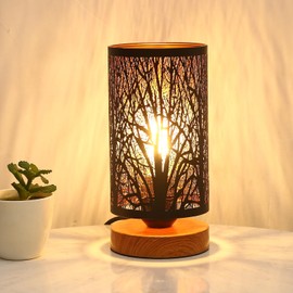 Black Rustic Table Lamp for Bedroom Small Space Farmhouse Dimmable Bedside Lamps for Night Stand Desk, Industrial Nightstand lamp with Metal Lampshade for Living Room Decoration Bulb Included