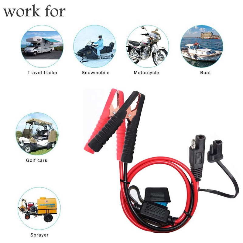 YETOR 10AWG Battery Alligator Clips,SAE Quick Release Adapter to Alligator