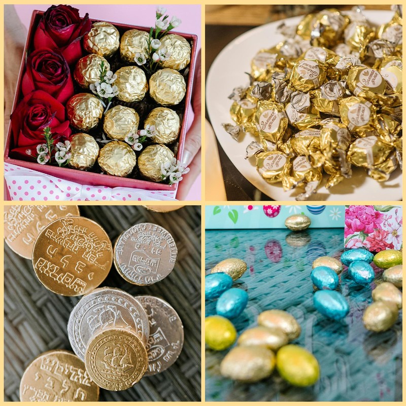 QUARKZMAN 200 Stück Folienbonbonverpackungen, 6x6 Zoll Schokoladenverpackungen, Aluminiumfolie für Karamellbonbonverpackungen