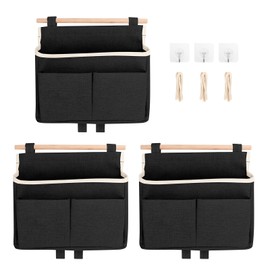 Pack of 3 Hanging Organisers, Hanging Storage, Wall Organiser, Door Organiser, Linen Storage Hanging for Home, Office, Bathroom, Children's Room (Black)