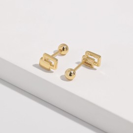 Meissa Schraubverschluss Ohrringe für Mädchen, Flachrücken-Ohrringe Schraubverschluss Silberne Ohrringe Damen Ohrstecker Kleine Ohrstecker Durchbohrte Ohrringe für empfindliche Ohren, Gold