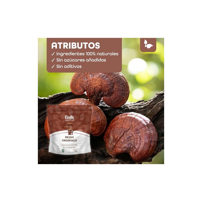 BULK SUPERFOODS Extracto de Reishi Orgánico en Polvo Adaptógeno