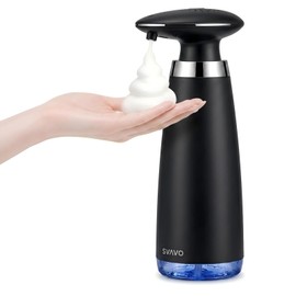Automatic Foaming Soap Dispenser - Type-C Rechargeable Touchless Soap Pump for Kitchen Sink, Bathroom & Garage, 350ml (12 fl.oz) with Auto-Clean Mode, Modern Heavy Duty Smart Home Gadget, Black