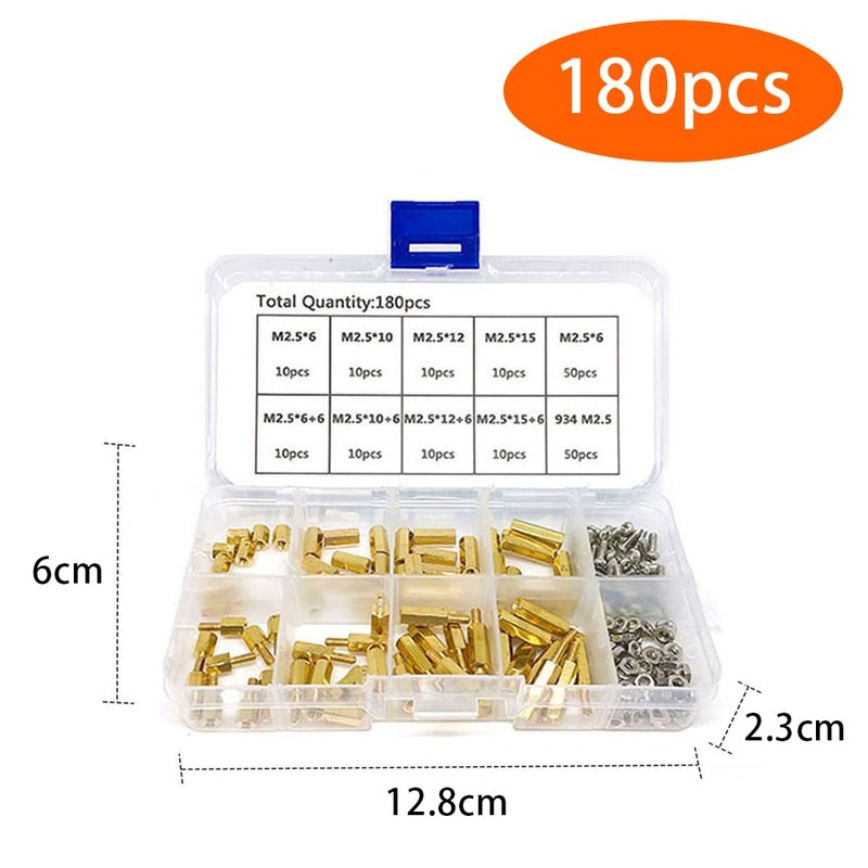 YFFSFDC Hex Spacers Hex Screw Brass Spacer Hexagon 180pcs Stainless