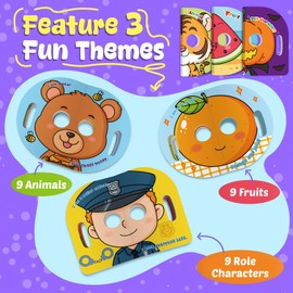 Quilinz Giant Mask Flash Cards Animal Fruits Role Character Flashcards for Toddlers 3-5,Toddler Learning Toys Preschool Kindergarten Learning Activities Party Educational Games Classroom Must Haves