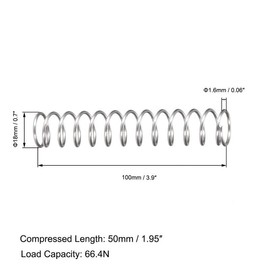 MACHSWON Compression Spring for Tools and Equipment Hand Tools Automotive Furnitures Replacement Parts Compressed Spring 1.6mm Wire Dia, 18mm OD, 100mm Free Length, 66.4N Load Capacity 5pcs