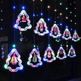 BLOOMWIN Fairy Lights, Curtain Window, Christmas Decoration, Christmas Tree Light Curtain, Christmas Lighting for Window, Fairy Lights, Indoor, 3 m, 8 Modes, USB Colourful