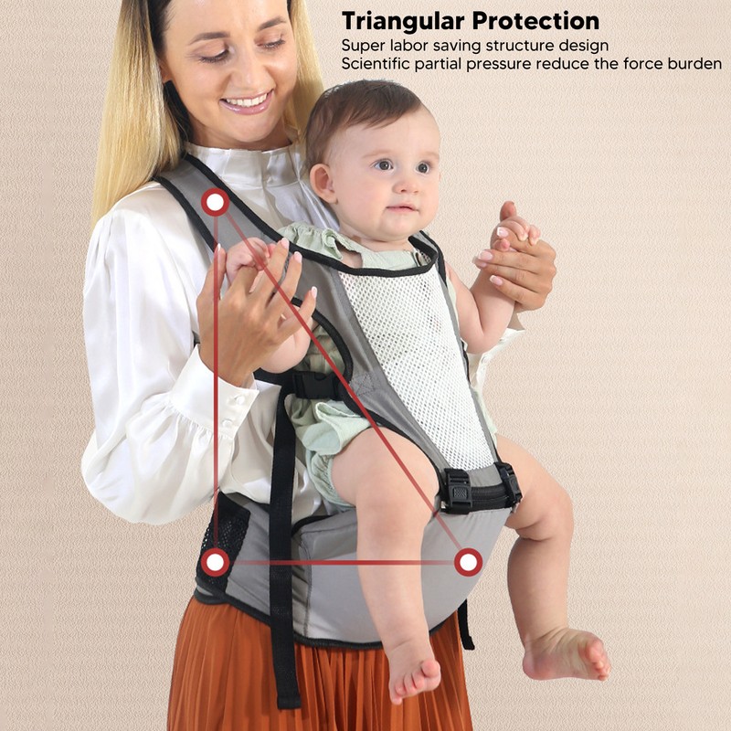 Baby Carrier with Hip Seat Adjustable Strap Ergonomic Breathable Mesh