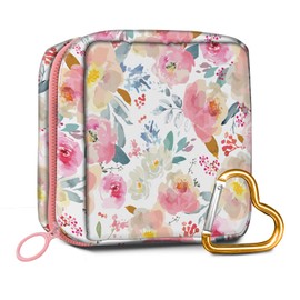 ADQWIOVL Travel Makeup Bag, Cute Cosmetic Bag Toiletry Bag for Women, Mini Make Up Pouches, Purse Cosmetic Organizer Cute White Flowers