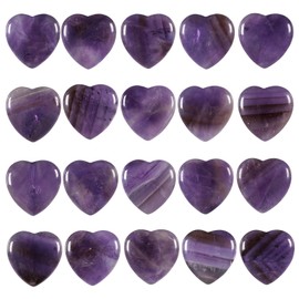 KYEYGWO 5 Pcs Heart Shaped Crystal Beads for Jewellery Making, Amethyst Cabochon Stone Large Flat Back Beads for Crafting