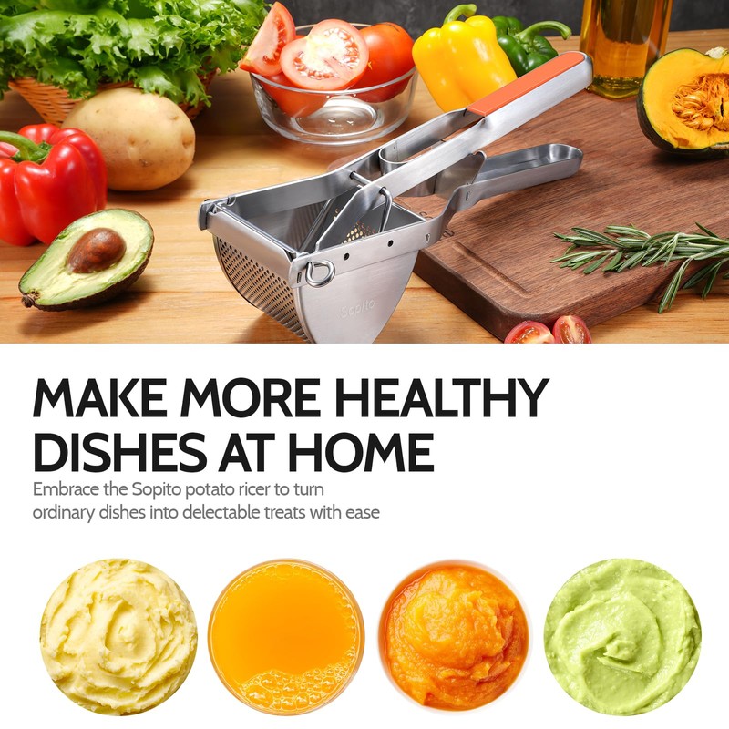 Potato Ricer, Stainless Steel Potato Masher for Commercial and Home