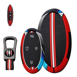 KUNIO Key Case for Hyundai Ioniq 6 KONA Azera Santa Fe Hybrid Elantra Tucson Sonata 2023 2024 2025 Housing Zinc Alloy Car Key Protection Key Chain 7 Buttons B Red