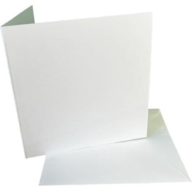 DJP 4x4 Square Creased Blank White Smooth Cards & Envelopes - Pack of 50