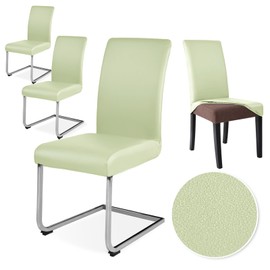 Alishomtll PU Chair Covers Set of 4/6 Leather Stretch Universal Chair Slipcovers Waterproof Elastic Dining Room Chair Covers Washable Chairs Protection for Kitchen Restaurant Hotel (Green, 4 pcs)