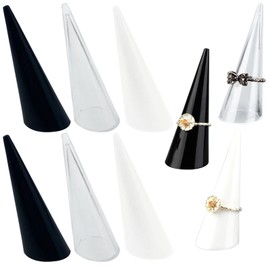 Qusmeiyici 6PCS Acrylic Ring Holder Ring Display, Jewelry Ring Display Holder Cone Ring Holder Clear Finger Rings Show Stand Ring Display Showcase Display Stand for Jewelry
