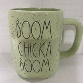 Rae Dunn BOOM CHICKA BOOM Mug - GREEN- Speckled - EASTER - 16 oz - Dishwasher and Microwave safe