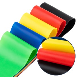Mcm & Company A102 Yoga Bands, Set of 5 Resistance, Personal Gym, Ask Supervised, Rubber Band, Green (X Light), Blue (Light), Yellow (Medium), Red (Heavy), Black (X Heavy), TPE, Length 23.6 x Width 2.0 inches (60 x 5 cm)