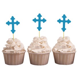 Darling Souvenir, Christening Baptism Cupcake Toppers, Dessert Decorations - Pack Of 20