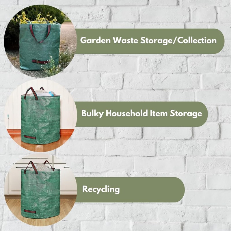 garden mile 272L Large Reusable Green Garden Waste Refuse Sack