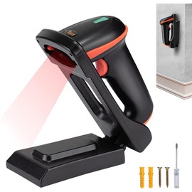 Tera D5100-CR Barcode Scanner Wall Mount 1D 2D QR Wireless 2.4 GHz Wired USB 2.0 Wired Handheld Scanner Bar Code Reader Wall Mounted with Adjustable Folding Stand