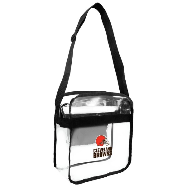 Littlearth NFL Cleveland Browns Stadium Friendly Clear Carryall Crossbody Bag with Team Logo, 12" x 12" x 6", Team Color
