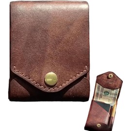 Cartera compacta Multifuncional, Cartera de Cuero Hecha a Mano portátil para Hombres, Ranura para bolígrafo incorporada, Cartera para Poner Billetes Planos para Viajes