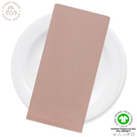 HONEST WEAVE GOTS Certified Organic Cotton Washable Cloth Napkins Sets for Everyday Dining, Dinner Parties, Weddings | Oversized 20x20 inches, Fully Hemmed, in Designer Colors, 12-Pack, Sand