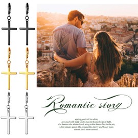 3 Pairs Stud Earrings with Cross Dangle for Men Women,Cupimatch Stainless Steel Cross Pierced Earrings Set, Screw Back (3 pairs hoop earrings)