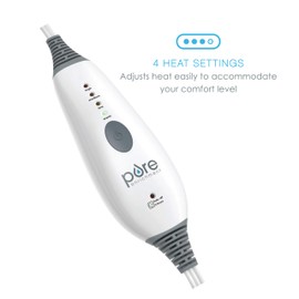 Pure Enrichment PureRelief Deluxe Heating Pad (12" x 24"), Full Body Therapy Pad with 4 InstaHeat Settings, Soft Machine-Washable Microplush Fabric and 2-Hour Auto Safety Shut-Off (Gray)