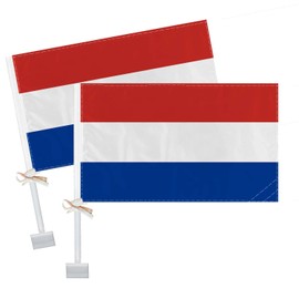 RaymNord 2 PCS Netherlands Flag,Holland National Decor,Two Layer Digital Printed 150D Banner for Car Vechile Truck