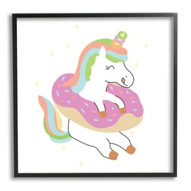 Stupell Industries Happy Unicorn Sprinkled Donut Giclee Framed Wall Art, Design by Ziwei Li