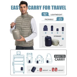 Pioneer Camp Men's Lightweight Puffer Vest Packable Water-Repellent Warm Quilted Sleeveless Outerwear for Work Casual Travel…