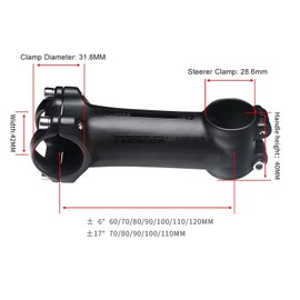 PLATT Bicycle Stem Handlebar Riser Extension Stem MTB Fork Shaft Extender 1-1/8 Inch for 31.8 mm Handlebar 60 mm/70 mm/100 mm/110 mm