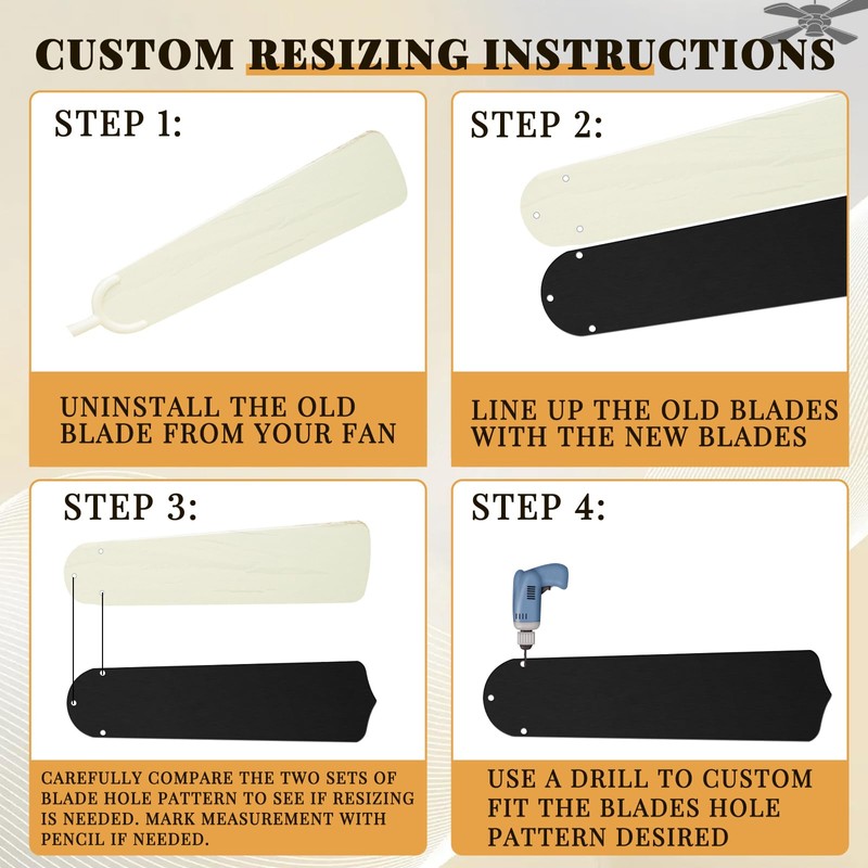 Lineshading 20'' Replacement Fan Blades for 52" Ceiling Fan Waterproof