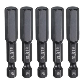 sourcing map 5pcs Hex Head Wrench Drill Bit 8mm(H8) Metric 1/4" Hex Shank 2"(50mm) Length S3 Steel Magnetic Impact Drivers Screwdriver Bit Industrial Grade Hexagon Electric Drill Bits