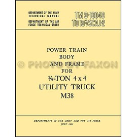 1950-1952 Jeep M38 Military Body Transmission Axles Repair Shop Manual Reprint