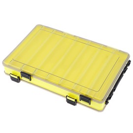 OriGlam Double Sided 14 Compartments Fishing Tackle Boxes Fishing Lure Box Organizer, Fishing Bait Tackle Storage Case, Container Box for Jewelry Beads Earring Hook (Green) (Yellow)