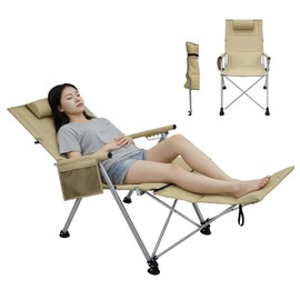 BDL Reclining Camping Chair with Foot Rest, Adjustable Back, Heavy Duty