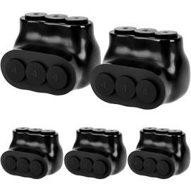 5 Pcs Insulated Wire Connectors Black Multi Cable Splice Connector 3 Port Single-Sided Entry Cable Splicers Electrical Power Wire Terminal Connectors (4-14 Wire Range)