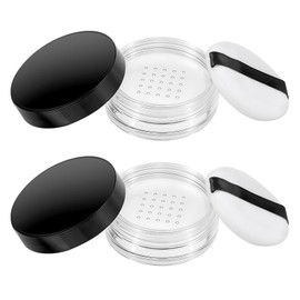 Aeaocvo Pack of 2 Empty Powder Boxes with Powder Puff, Portable 10 ml Loose Powder Container, Empty Powder Box Set with Removable Strainer Lid for Women Girls
