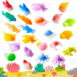 TOANWOD 24 PCS Mini Mochi Squishy Toys for Party Favors, Kawaii Fidget Toys for Stress Relief , Sensory Toys Desk Pets for Kids, Goodie Bag Stuffers for Kids Birthday Party 8-12 (Marine Theme)