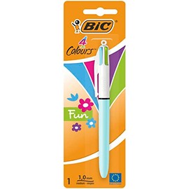 BIC 4 Colours Fun Retractable Ballpoint Pens - Assorted Fashion Body Colours and Medium Point (1.0 mm) , Single unit