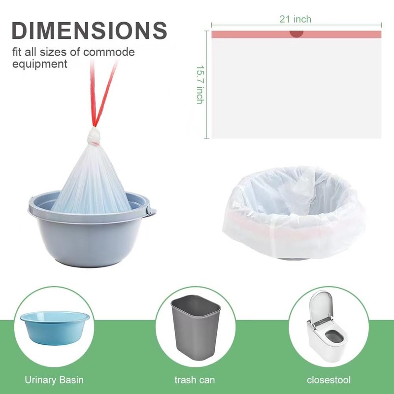 Commode Liners 120PCS Bedside Commode Liners Disposable-Portable Toilet Bags for