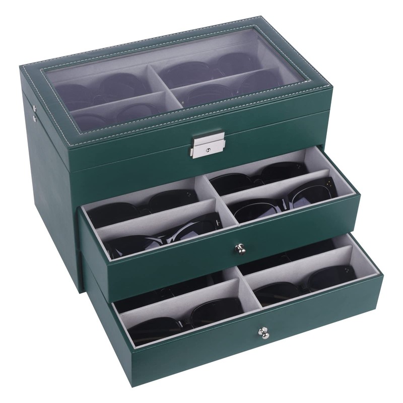 AUTOARK Leather 18 Piece Eyeglasses Storage and Sunglass Glasses Display