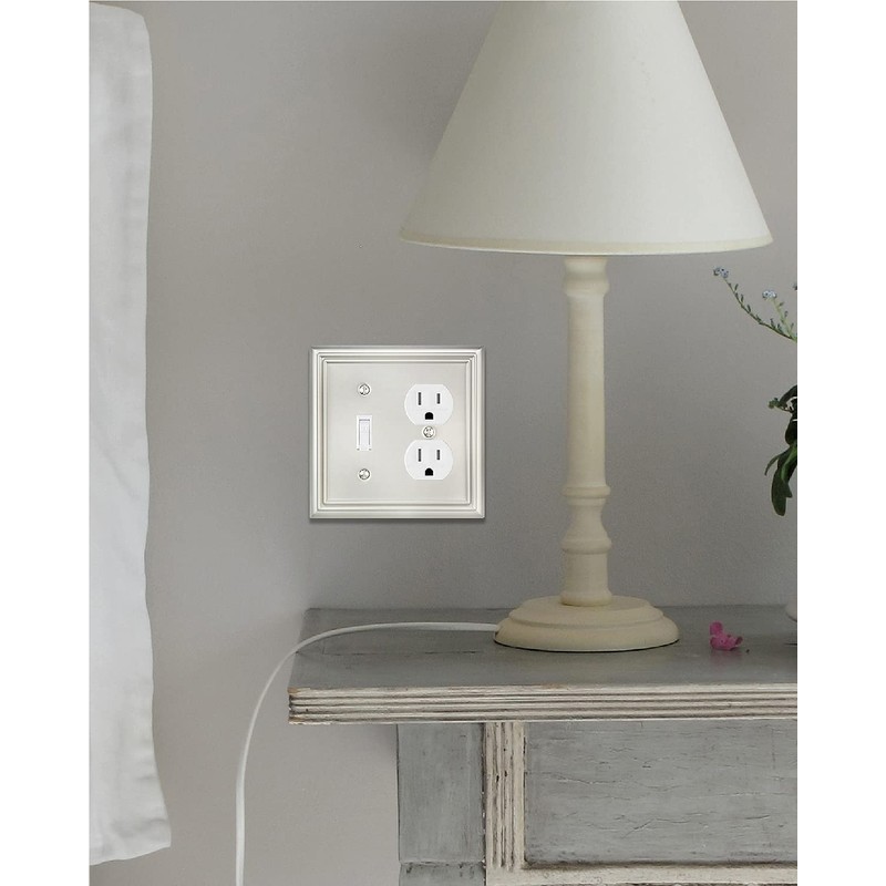 ZILLSEA 2-Pack Combination Toggle/Duplex Wall Plate, Wall Outlet Covers for