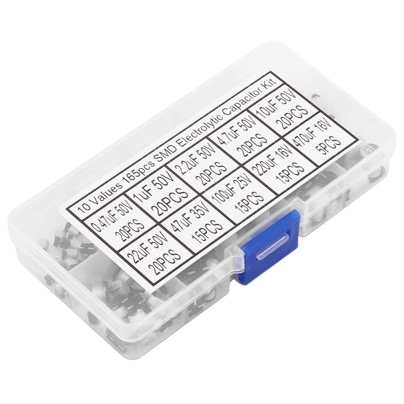 165 Capacitors, Smd Aluminium Electrolytic Capacitors Boxed Portable Classification Kit