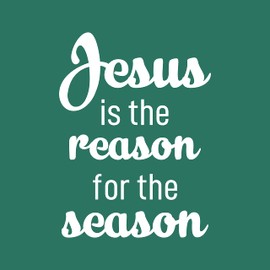 “Jesus is The Reason for The Season” Religious Christmas Eve Wall Decoration Vinyl Sticker Holiday Season Quote for Home Bedroom Dining Room Living Room Store (23" x 17", White)