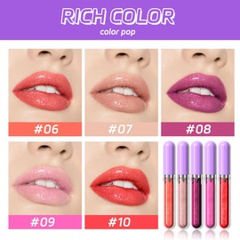 Hxssll 5Pcs Liquid Pearlescent Lip Gloss with Fine Glitter High Shine Liquid Lipstick Set, Non-Sticky, Long-Lasting, Nourishing Lip Plumper for Soft, Fuller-Looking Lips (Set 2)