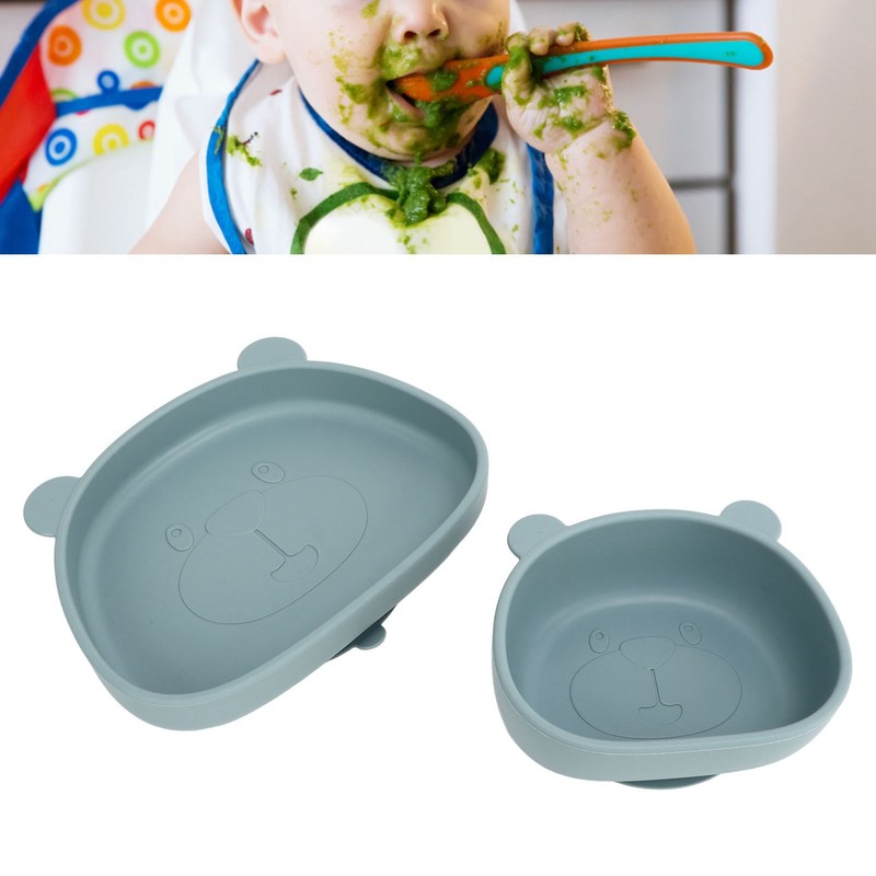 Baby Suction Plates Panda Shaped Powerful Suction Silicone Kid Suction